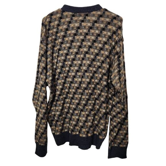 Knightsbridge wool blend sweater checkered pattern XL - Picture 3 of 6